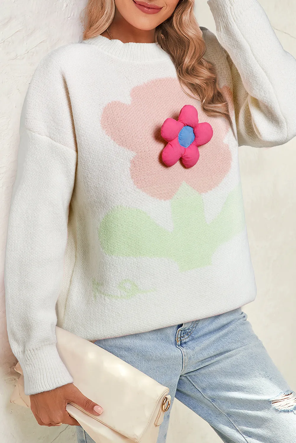 🌸 Beige 3D Flower Detachable Pullover Sweater: The Sweater That'll Make You Feel Like a Damn Flower But in a Totally Chic, “I’ve Got My Life Together” Way 🌸