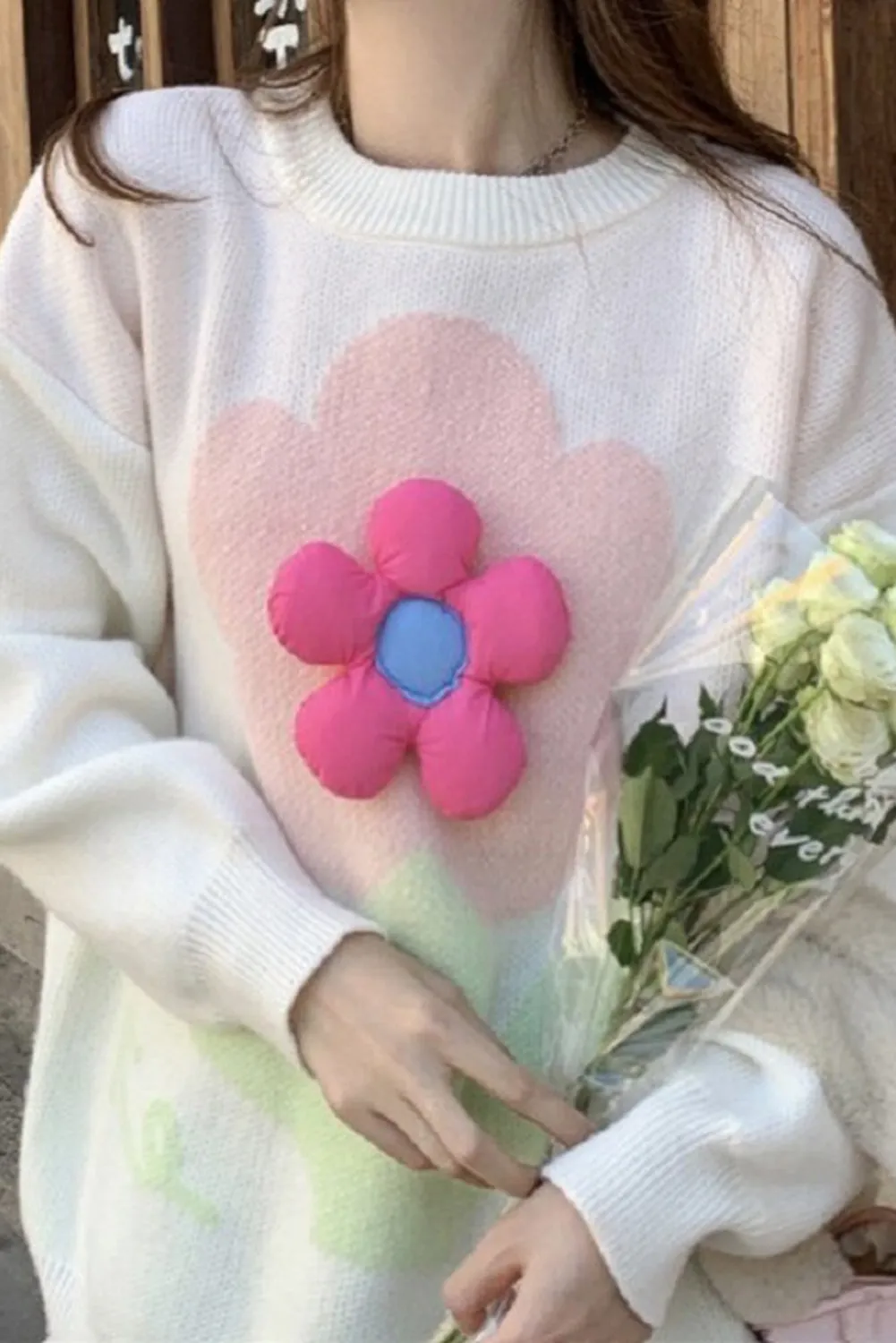 🌸 Beige 3D Flower Detachable Pullover Sweater: The Sweater That'll Make You Feel Like a Damn Flower But in a Totally Chic, “I’ve Got My Life Together” Way 🌸