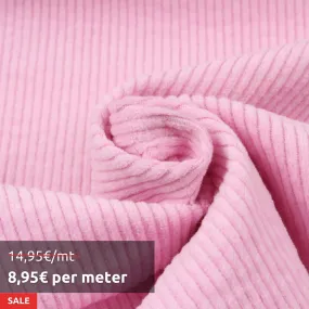 10 Mts Roll - Washed Cotton Stretch Corduroy 6 Wale (Pink) -  OFFER: 8,95€/MT