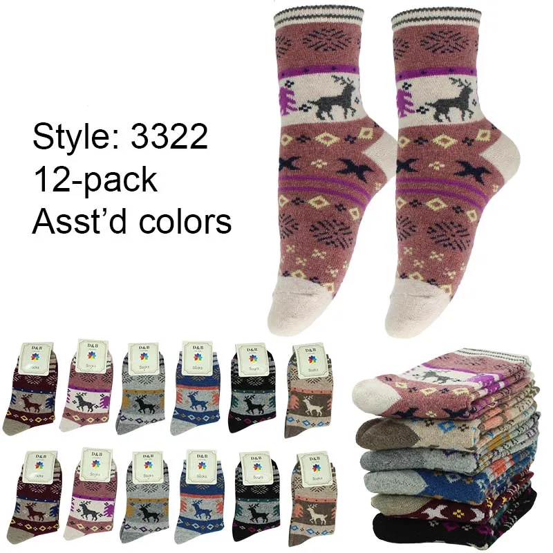 12pack Women's Socks Wool Blend Warm Crew Women Socks #3322