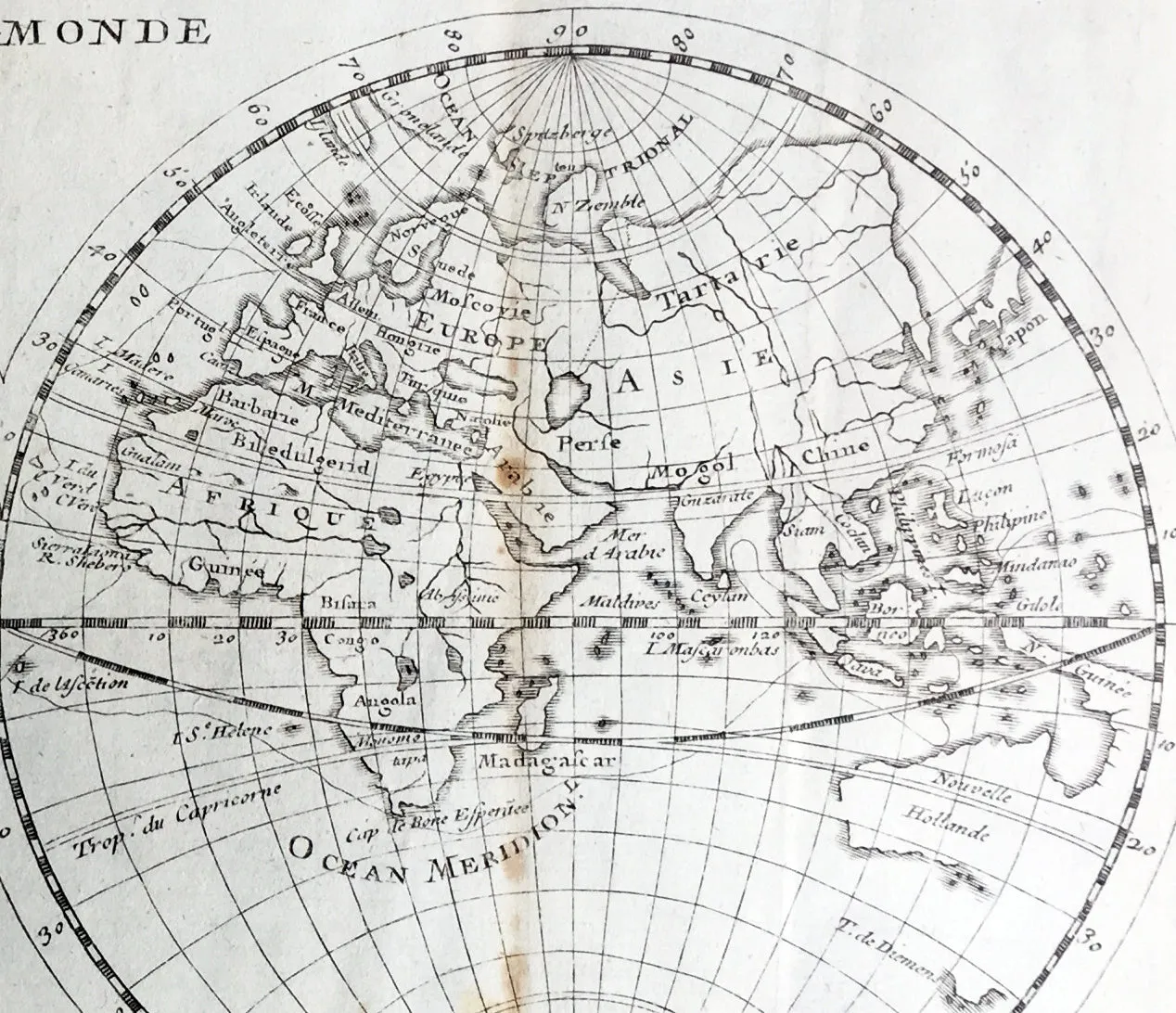 1715 William Dampier Antique Twin Hemisphere World Map, California Is. Australia