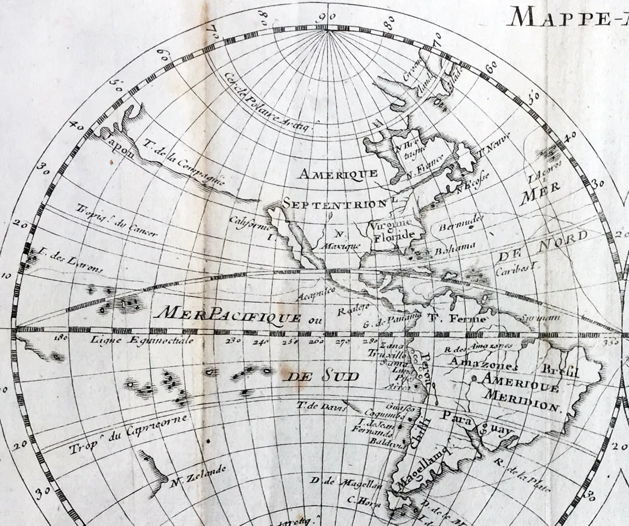 1715 William Dampier Antique Twin Hemisphere World Map, California Is. Australia