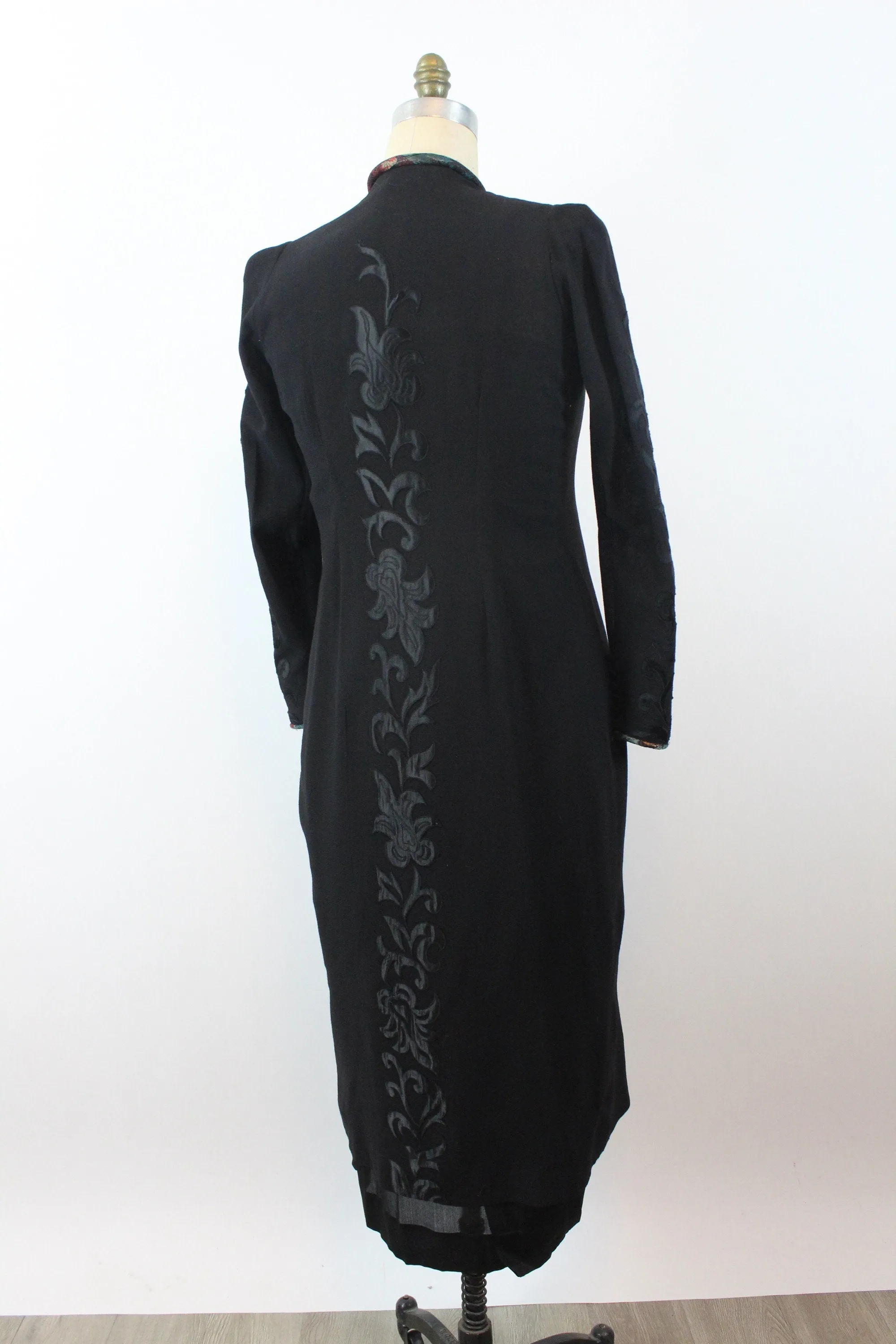 1930s 1940s APPLIQUED wool dress and GILET medium | new fall