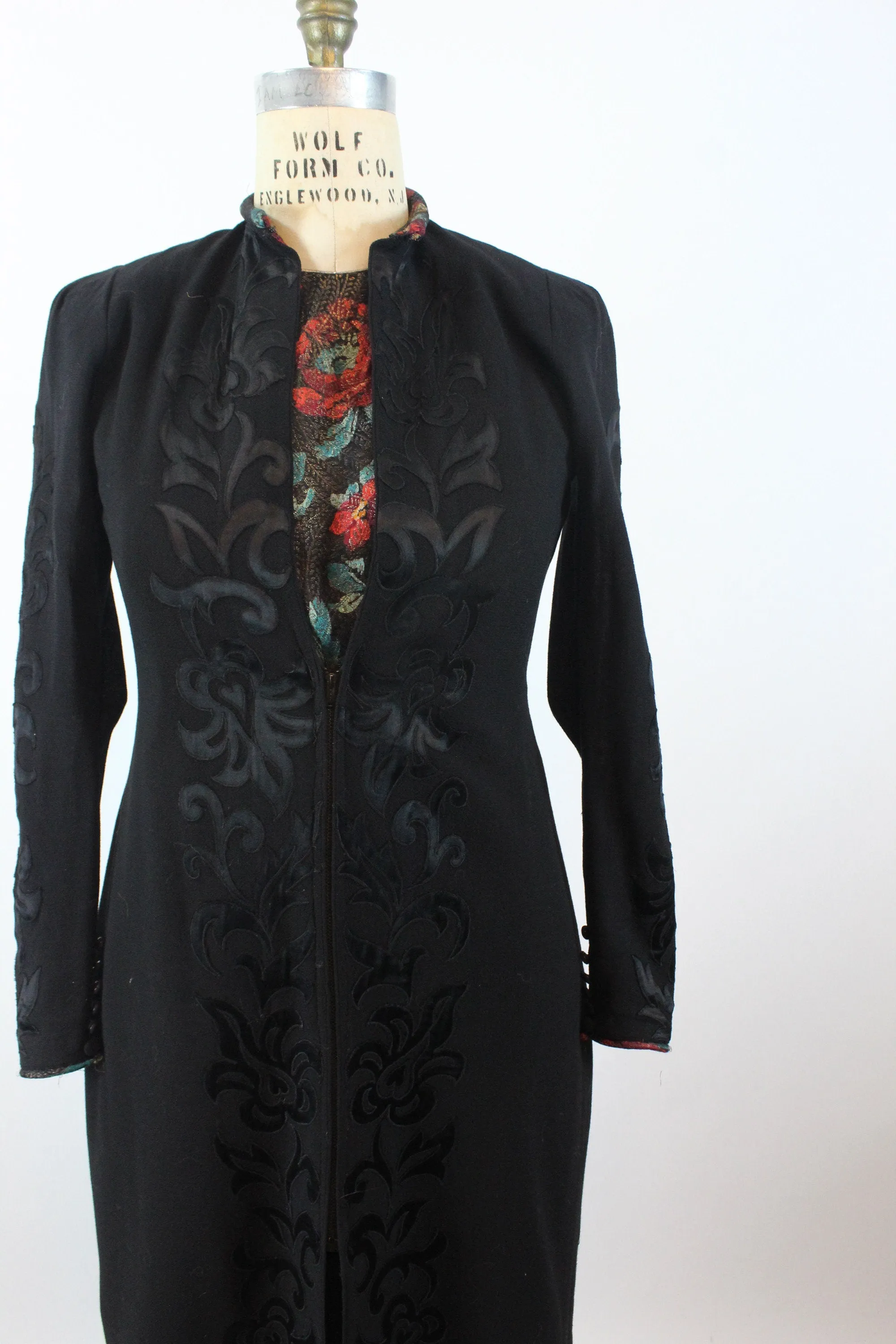 1930s 1940s APPLIQUED wool dress and GILET medium | new fall