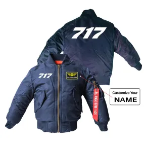 717 Flat Text Designed Children Bomber Jackets