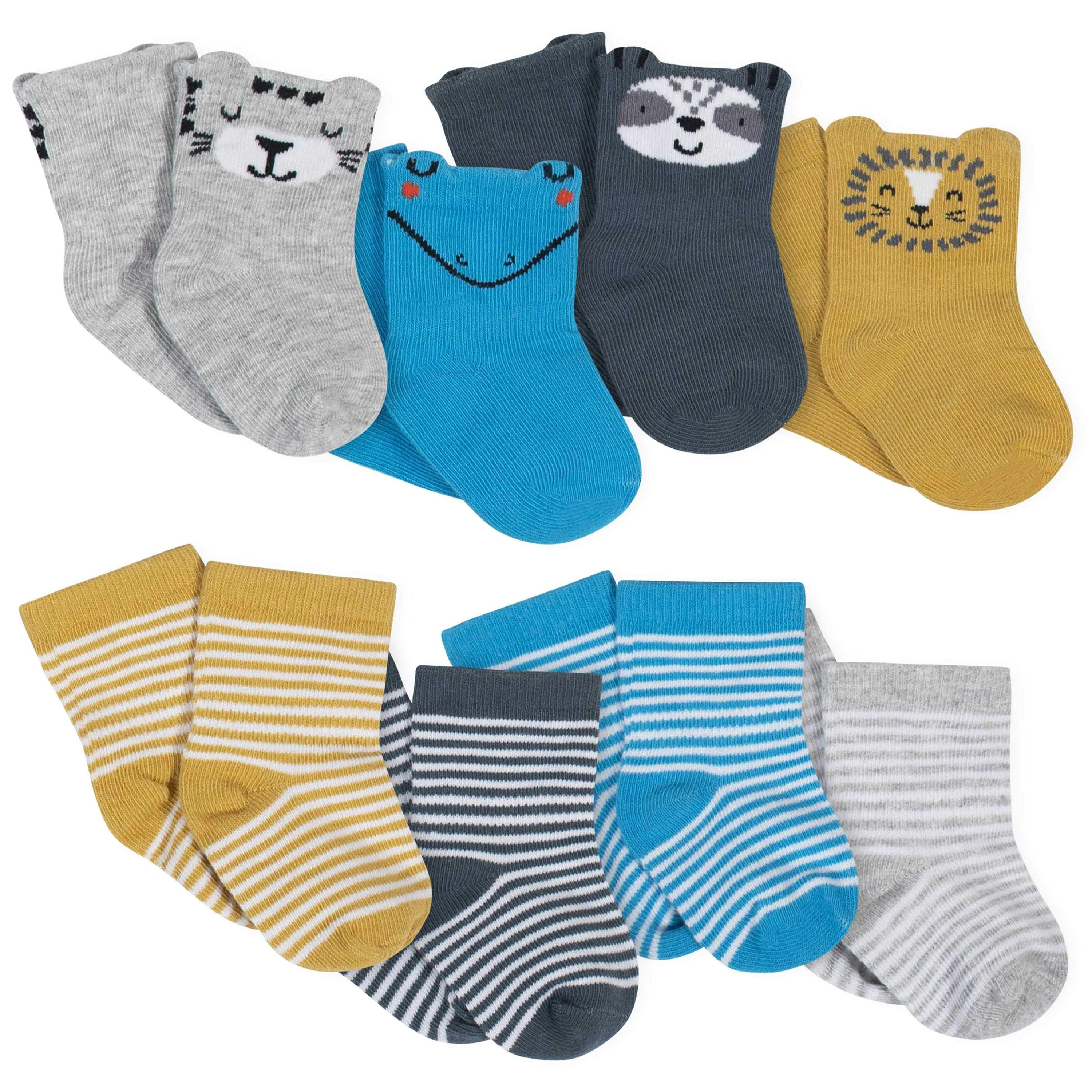 8-Pack Baby Boys' Wild Animals Wiggle-Proof® Jersey Crew Socks