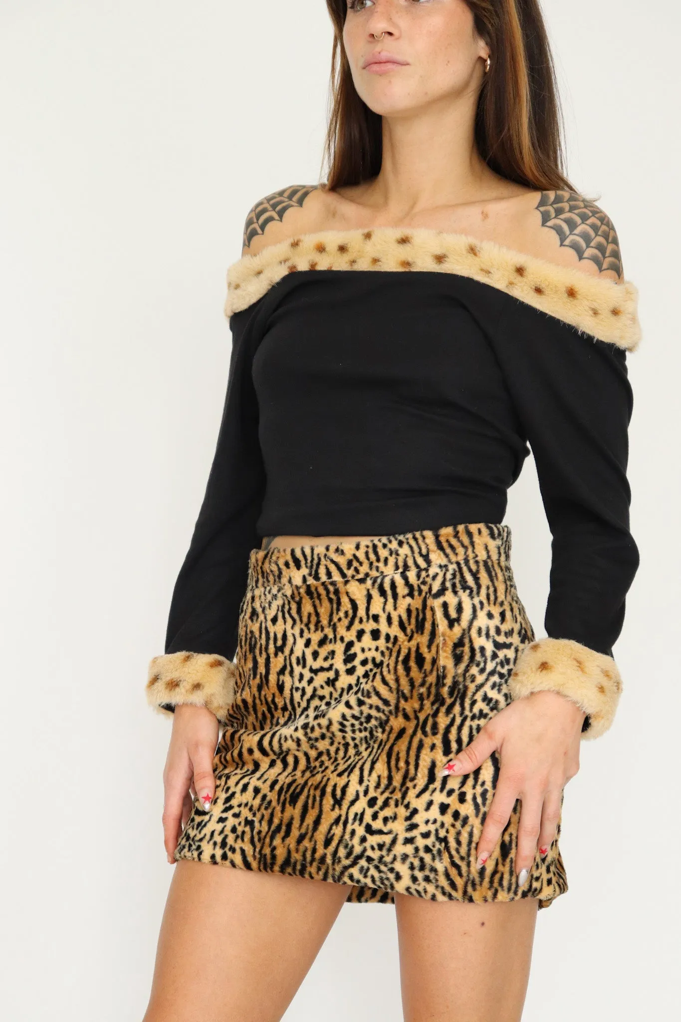 80s Vintage Leopard Print Two Piece Set