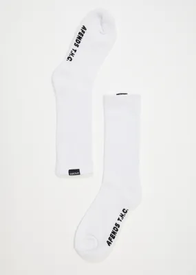 AFENDS Mens Everyday - Ribbed Crew Socks - White