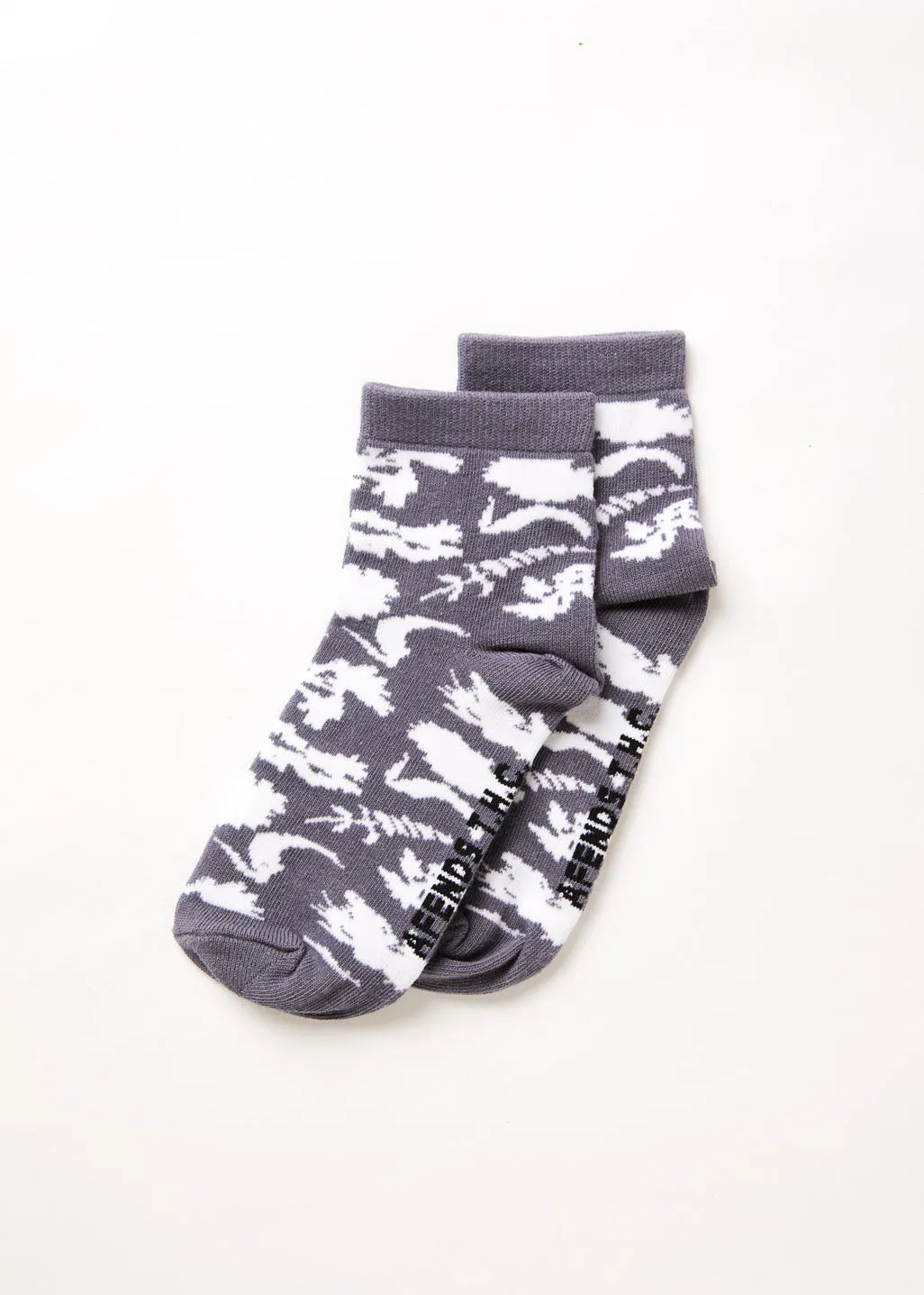 AFENDS Unisex Bayley - Floral Crew Socks - Steel