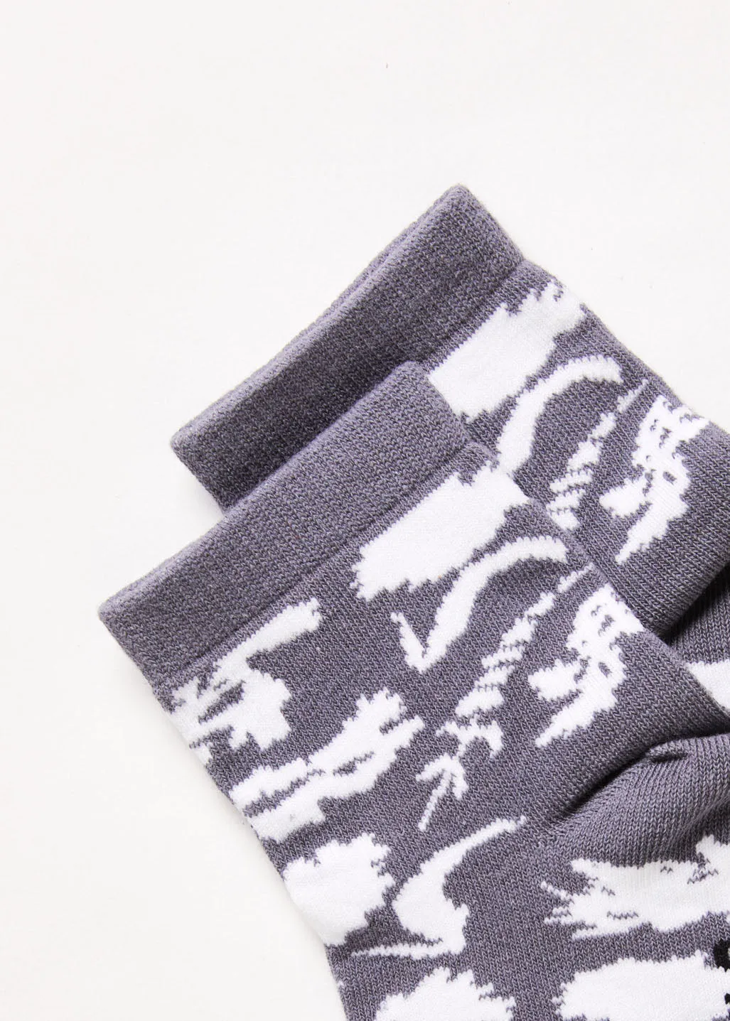 AFENDS Unisex Bayley - Floral Crew Socks - Steel