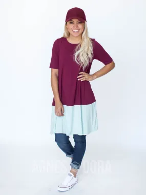 Agnes & Dora™ M|L Swing Tunic Color Block Atlantic and Dark Berry