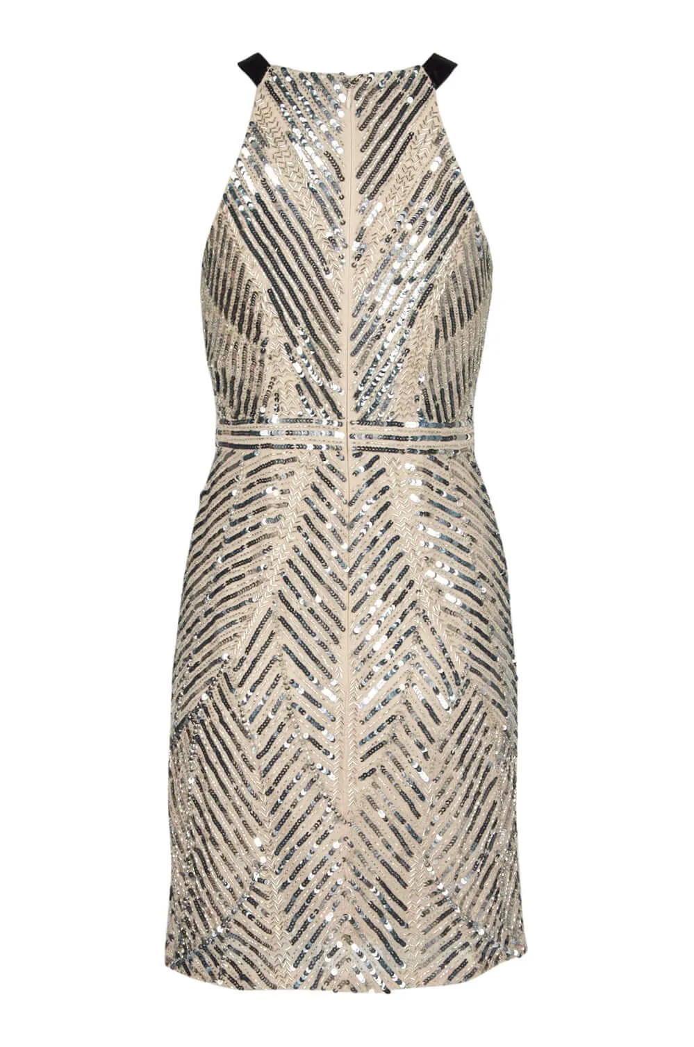 Aidan Mattox Halter Neck Zipper Back Bodycon Beaded Sequin Dress