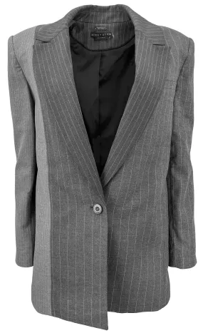 alice   olivia Colley Blazer in Grey & Charcoal Pinstripe