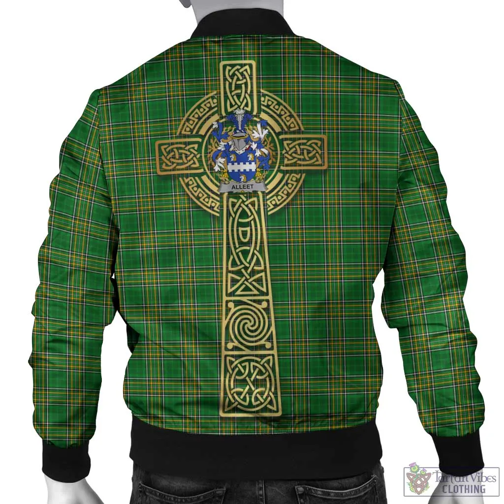 Alleet Irish Clan Tartan Bomber Jacket with Coat of Arms Celtic Tree of Life Style