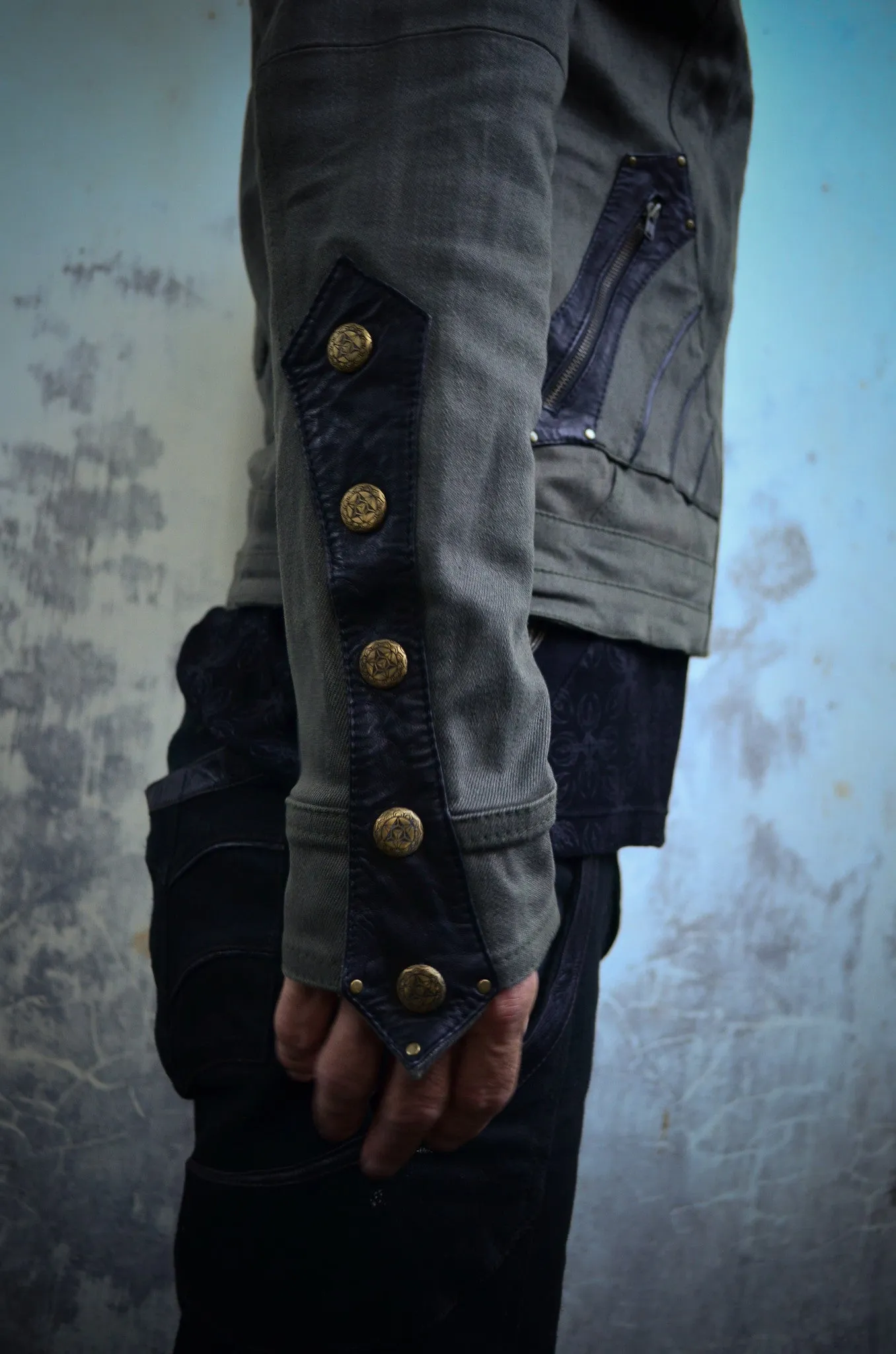 Alloy Stretch Denim and Leather Jacket