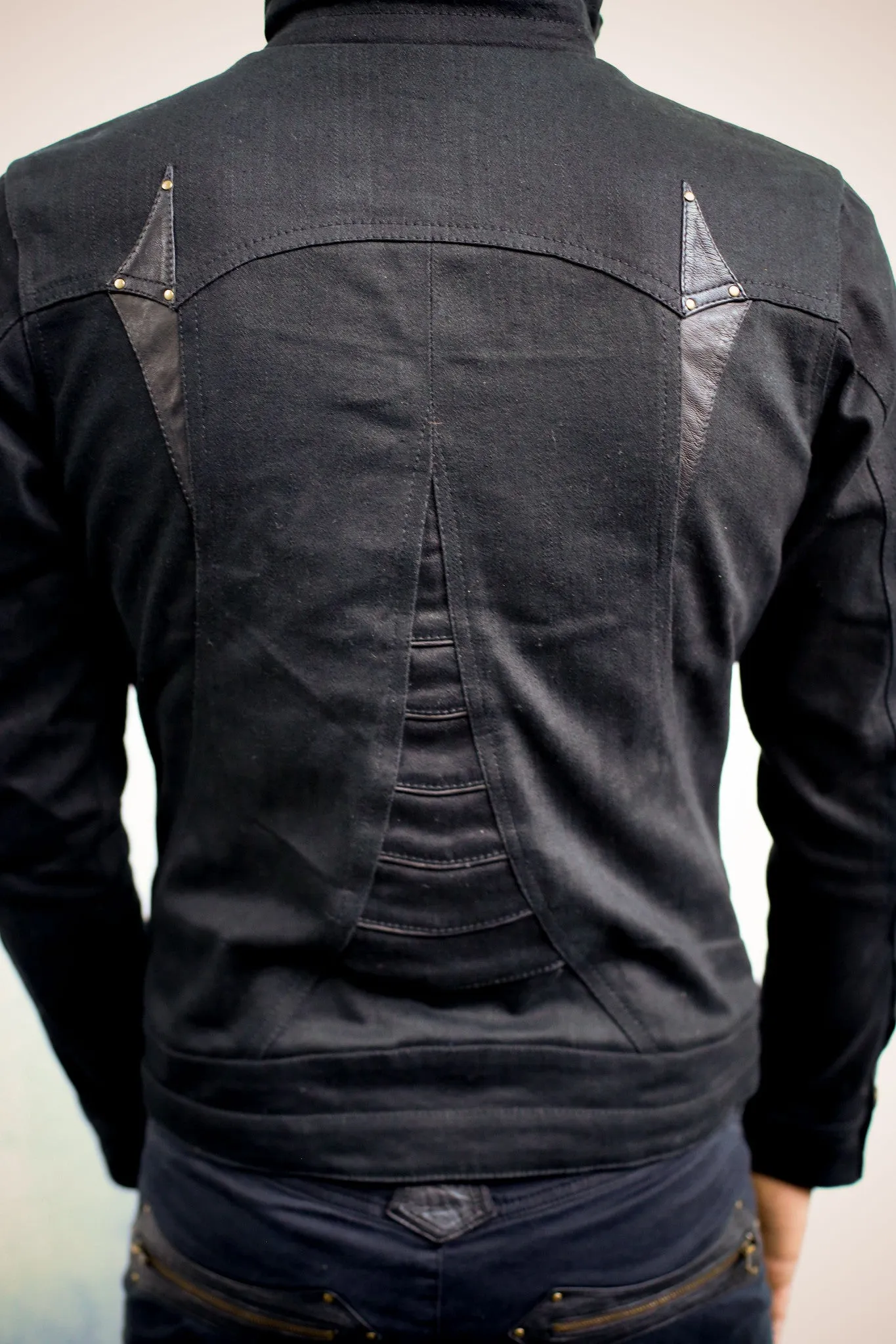 Alloy Stretch Denim and Leather Jacket