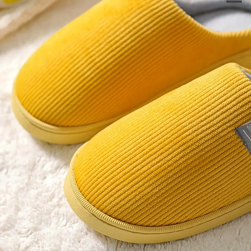 Anti-Slip Soft Plush Cozy Ribbed Corduroy House Slippers