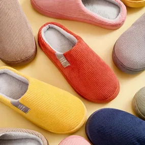 Anti-Slip Soft Plush Cozy Ribbed Corduroy House Slippers