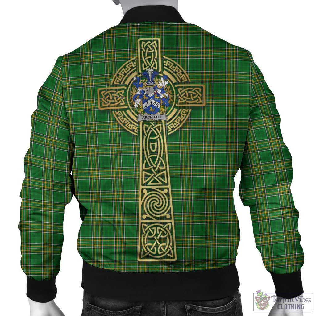 Archdall Irish Clan Tartan Bomber Jacket with Coat of Arms Celtic Tree of Life Style