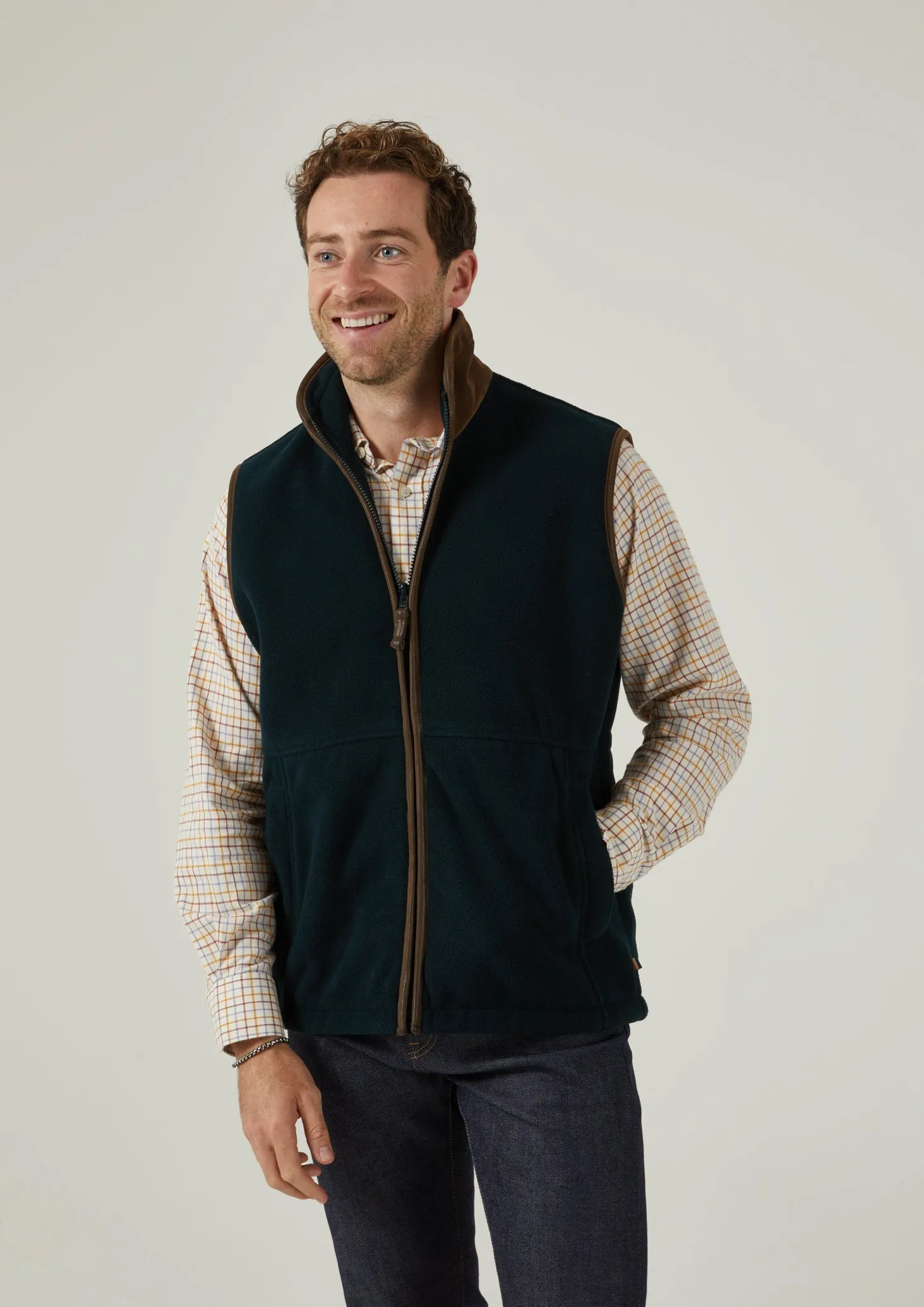 Aylsham Men's Fleece Gilet In Dark Navy - Regular Fit