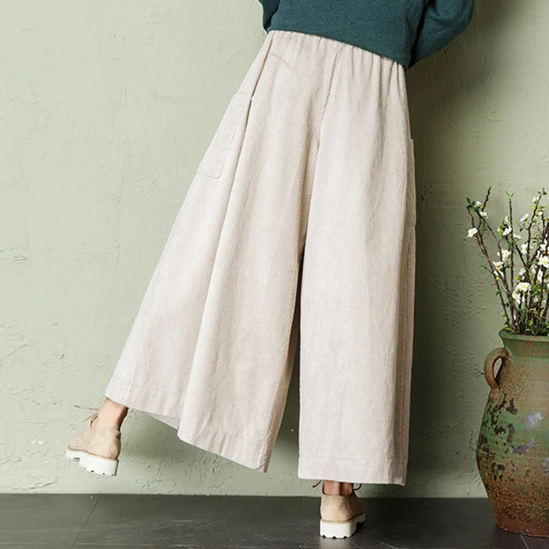 Babakud Autumn Winter Loose Corduroy Wide Leg Pants