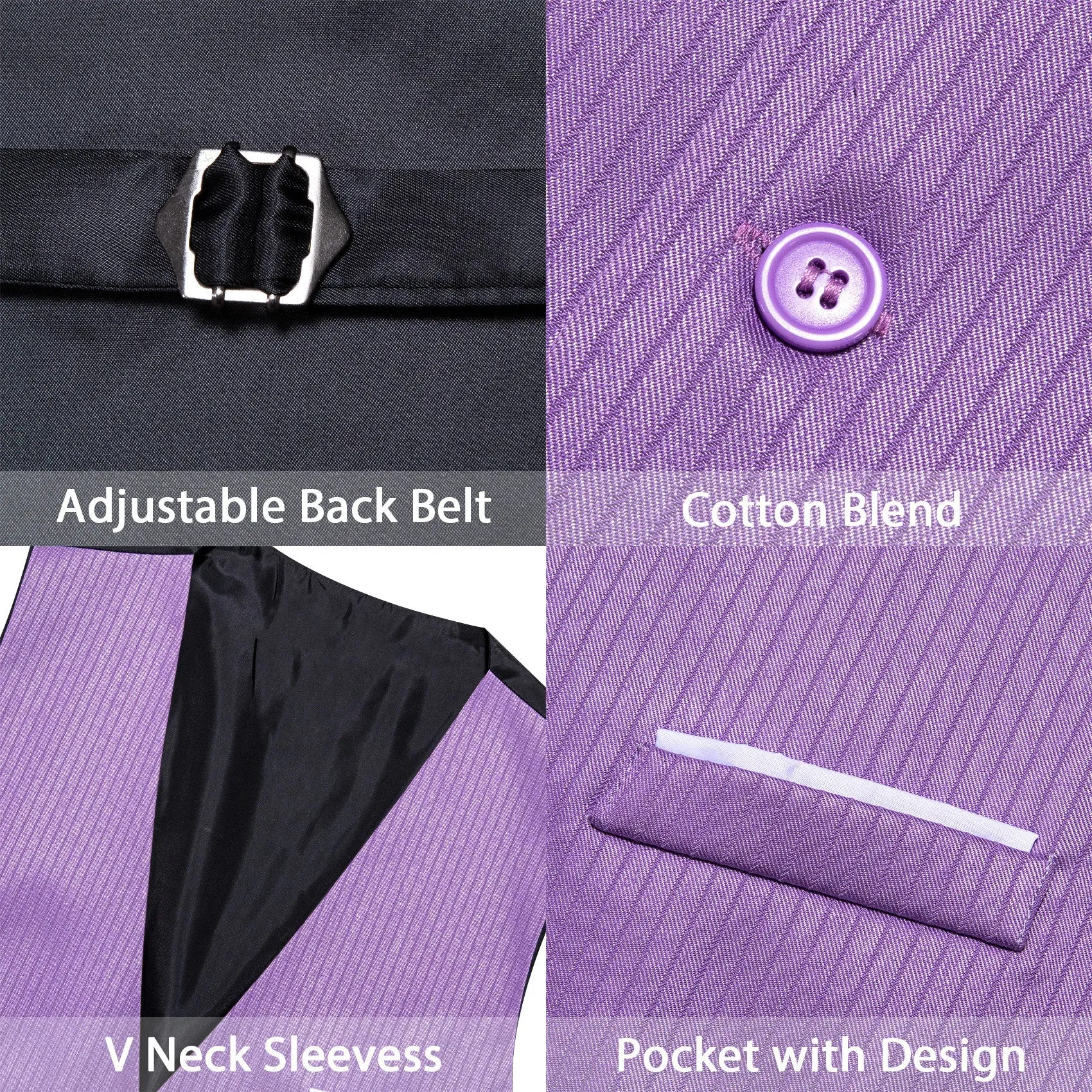 Baby Purple Solid Men's V-Neck Business Vest