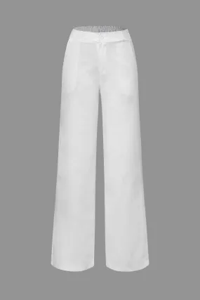 Basic Linen-Blend Straight Leg Pants