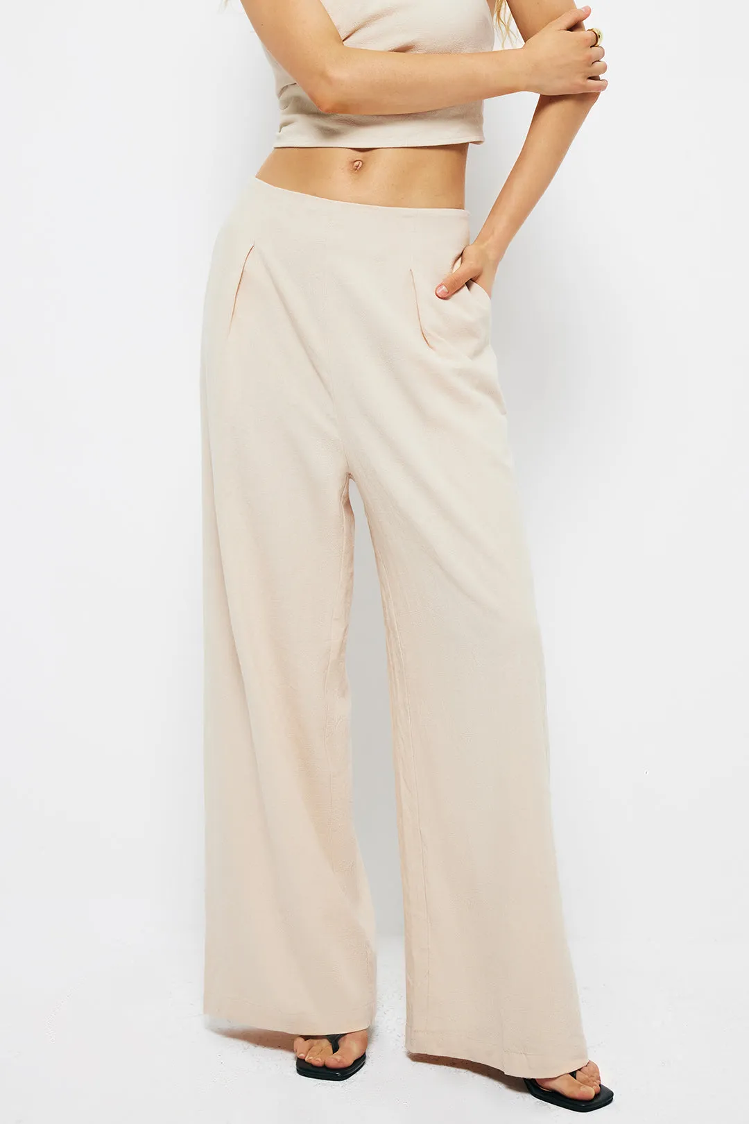 Basic Pleated Wide Leg Pants