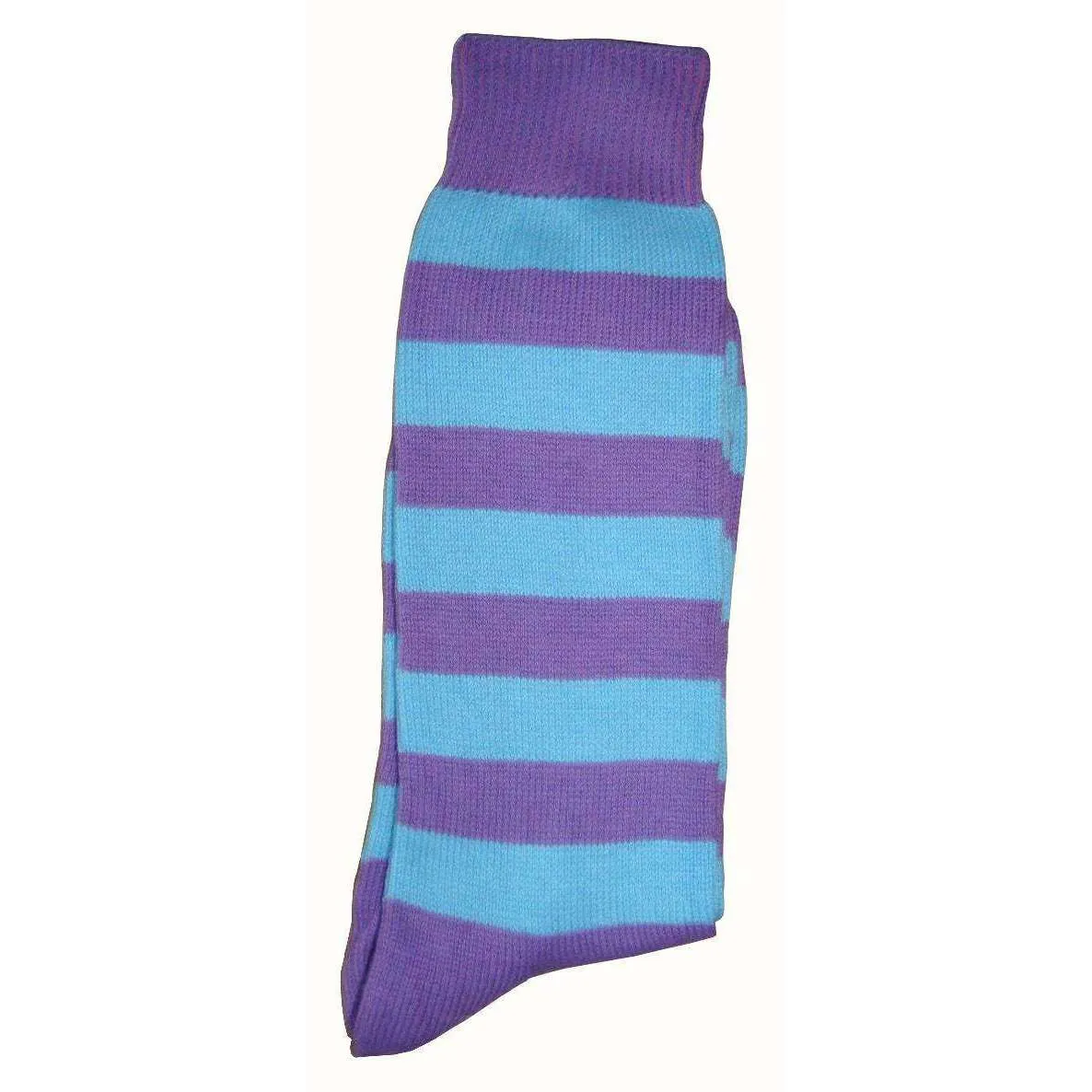 Bassin and Brown Striped Midcalf Socks - Purple/Blue