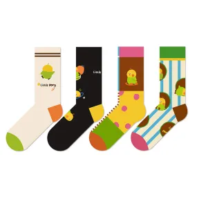 Beligogo Adorable 4-Pack Parrot Crew Socks for All Seasons