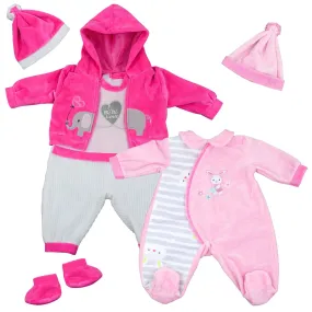 BiBi Outfits - Set of Two Doll Clothes (Pink Elephant & Pink) (50 cm / 20")