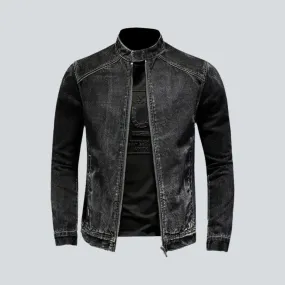 Biker black jeans jacket
 for men