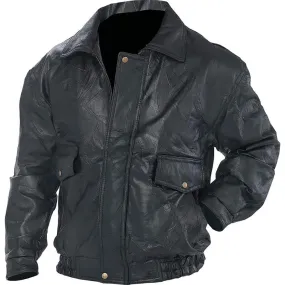 Biker Bomber Jacket Genuine Leather Motorcycle Flight Coat Lined