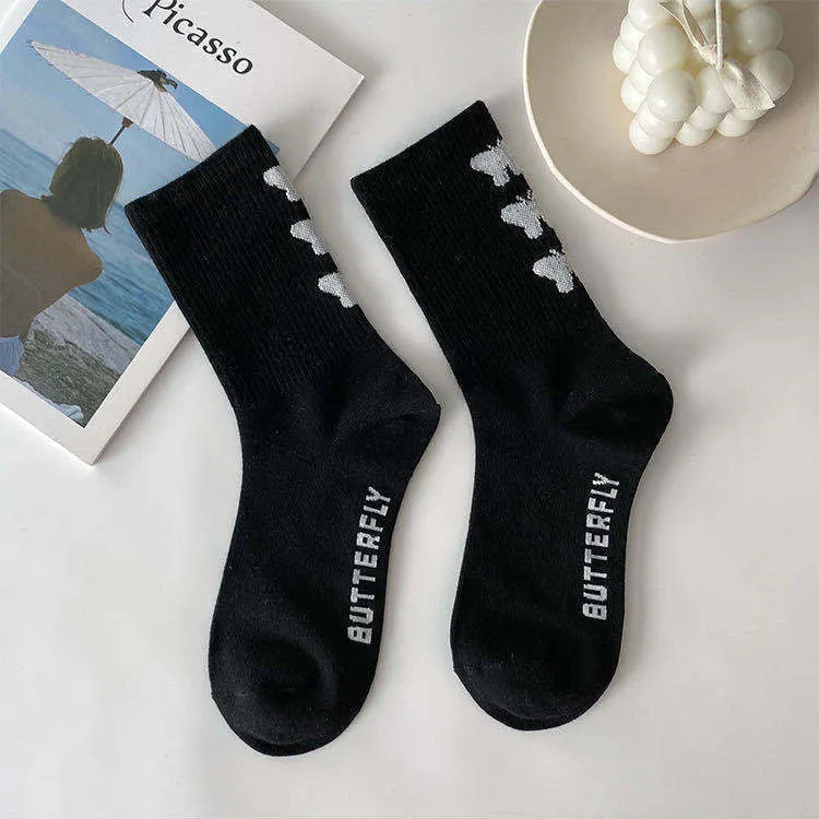 Black & White Butterfly Socks