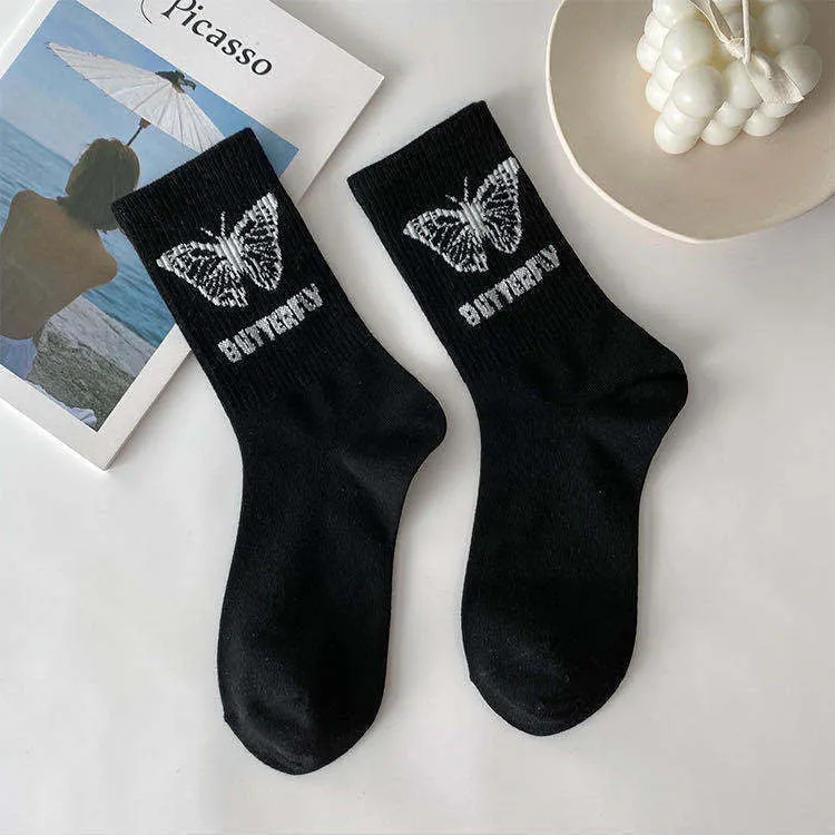 Black & White Butterfly Socks