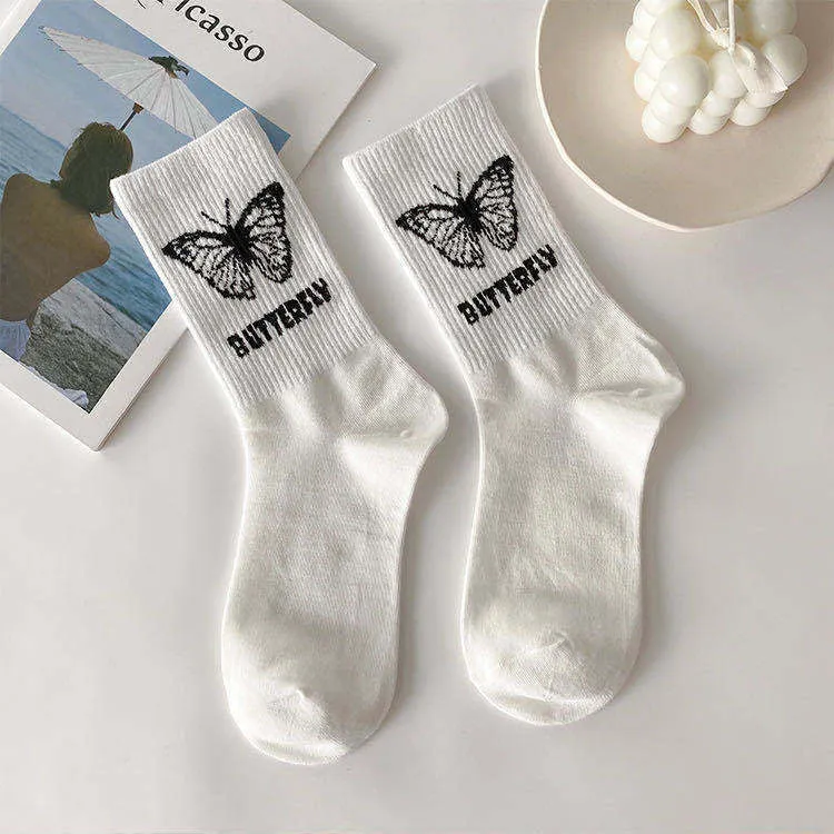 Black & White Butterfly Socks