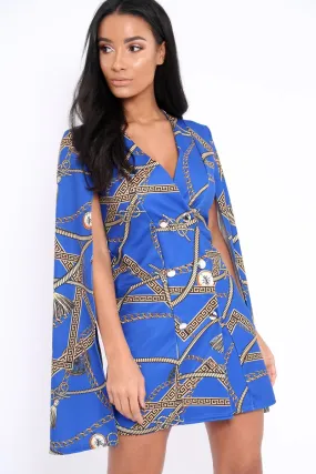 Blue Chain Blazer Cape Dress - Nirvi