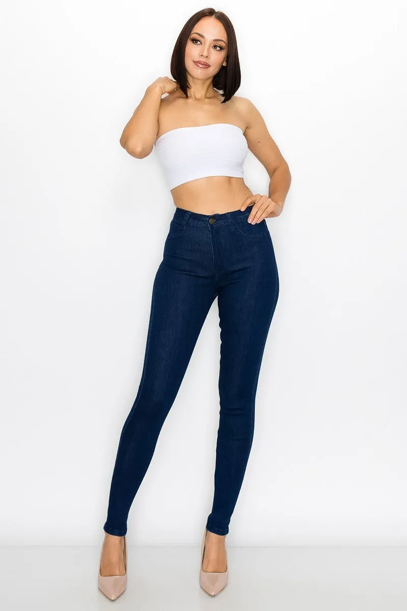 Blue  Denim High-Waist Skinny Jeans