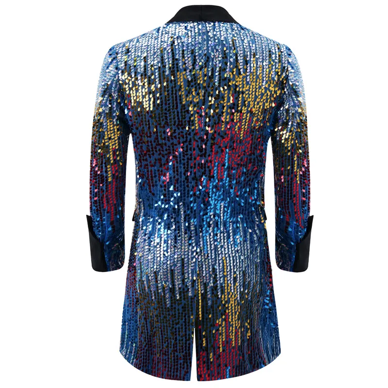 Blue Party Show Blazer Sequins Punk Jacket