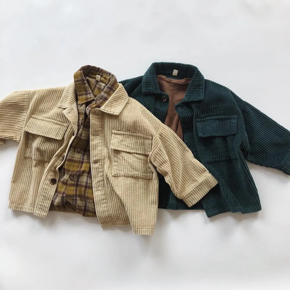 Boys Autumn Solid Corduroy Jacket  Wholesale Clothing Baby