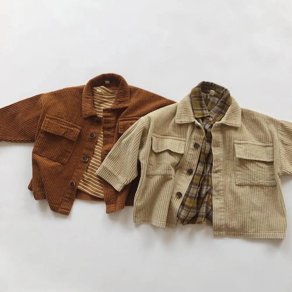 Boys Autumn Solid Corduroy Jacket  Wholesale Clothing Baby