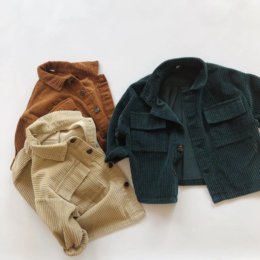 Boys Autumn Solid Corduroy Jacket  Wholesale Clothing Baby