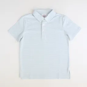 Boys Signature S/S Knit Polo - Light Blue & White Thin Stripe