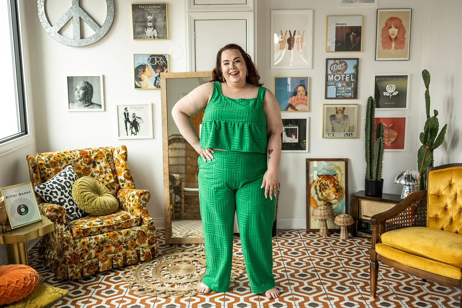 brenna high waist pants in kelly green