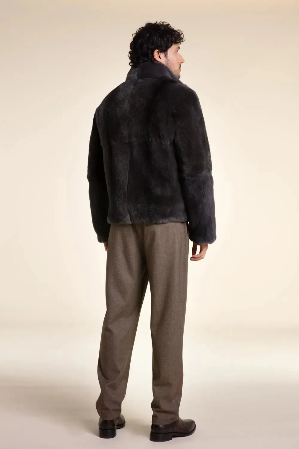 Brown fur jacket men