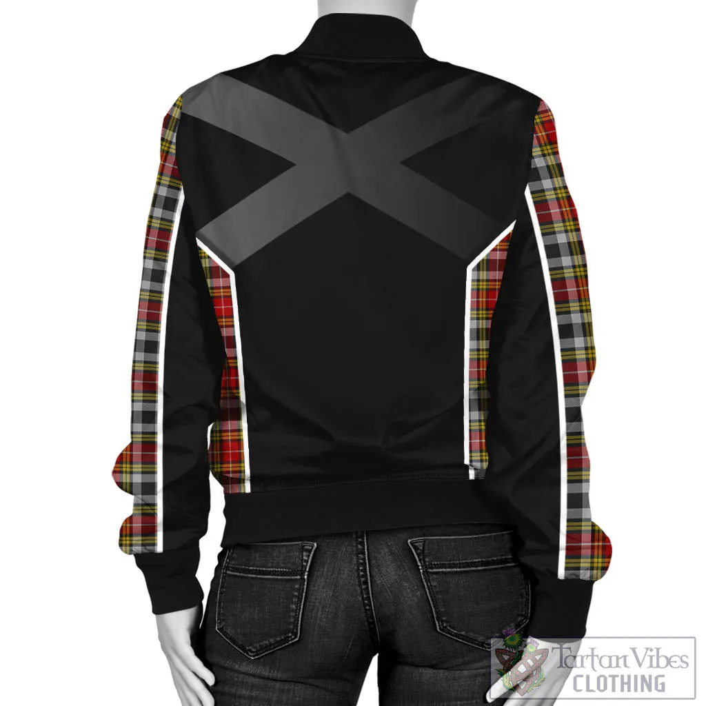 Buchanan Old Dress Tartan Bomber Jacket with Family Crest and Scottish Thistle Vibes Sport Style