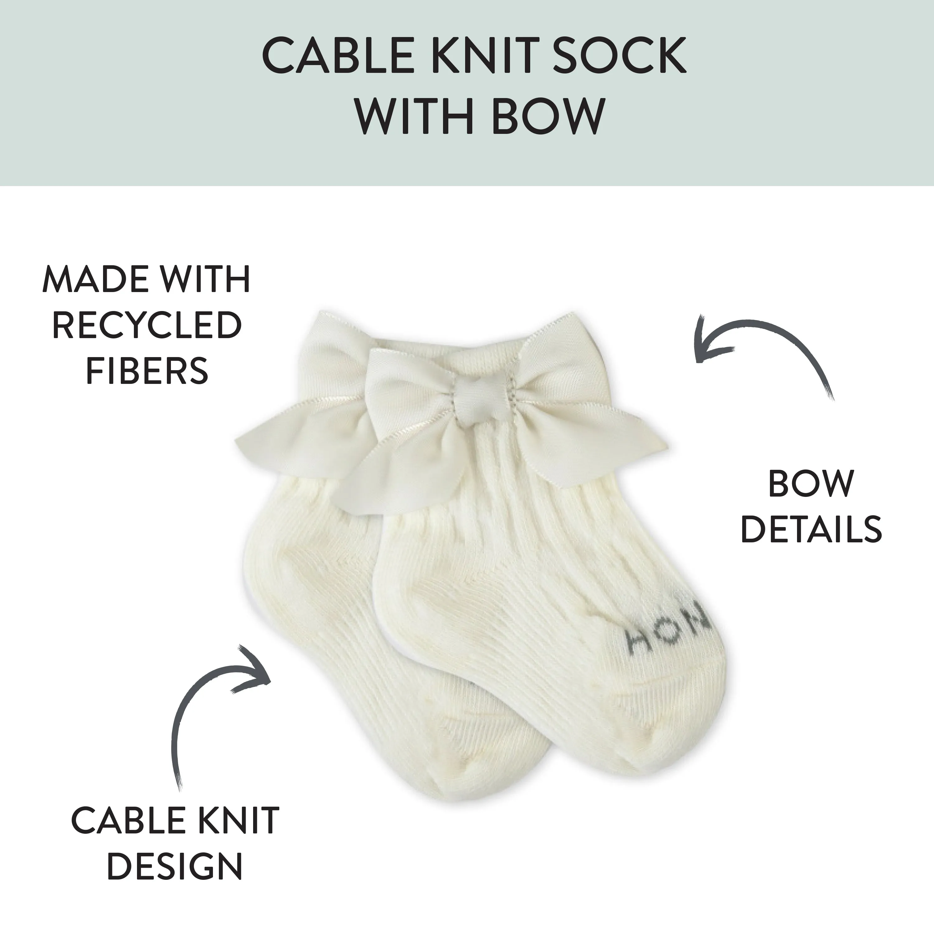 Cable Knit Knee Sock with Bow