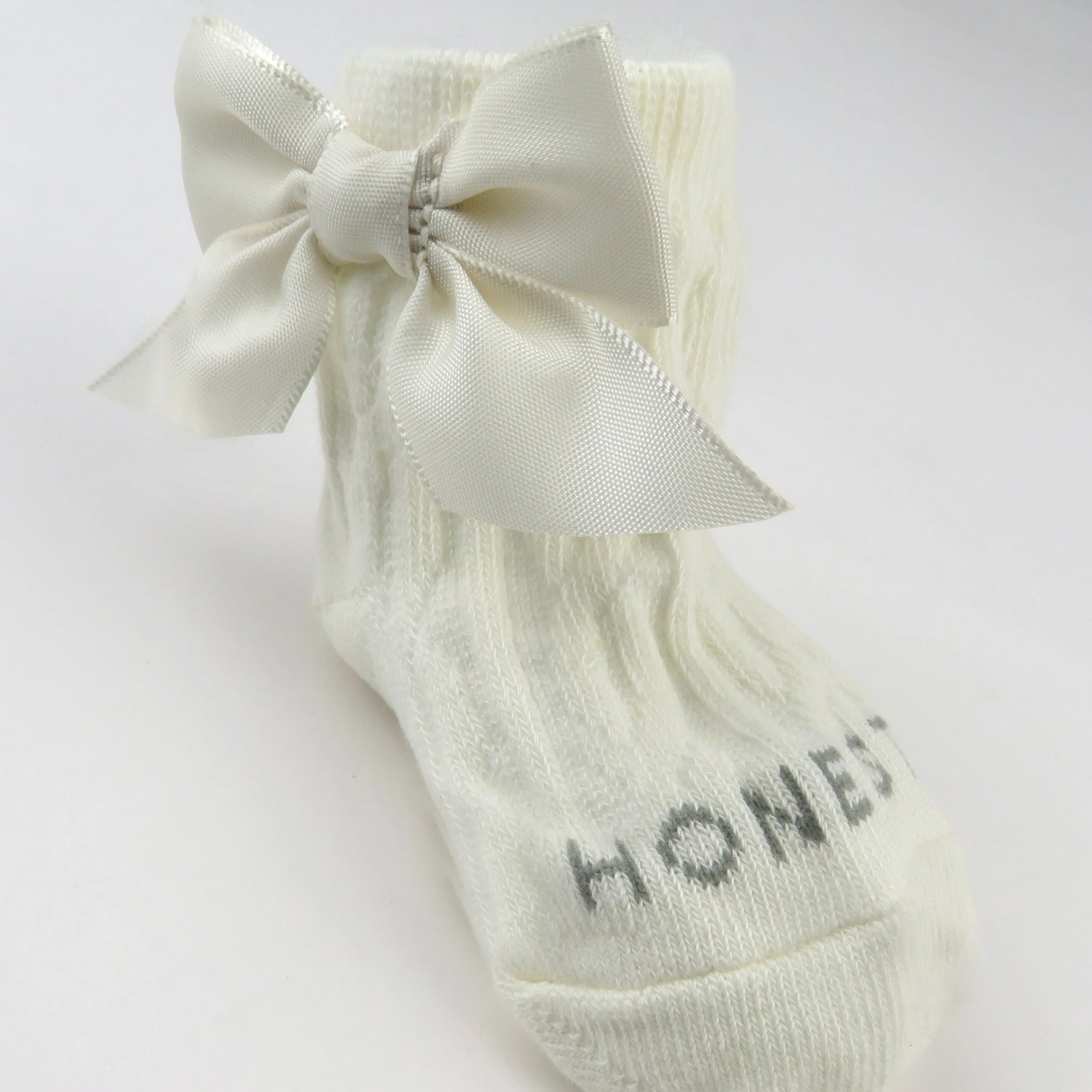 Cable Knit Knee Sock with Bow