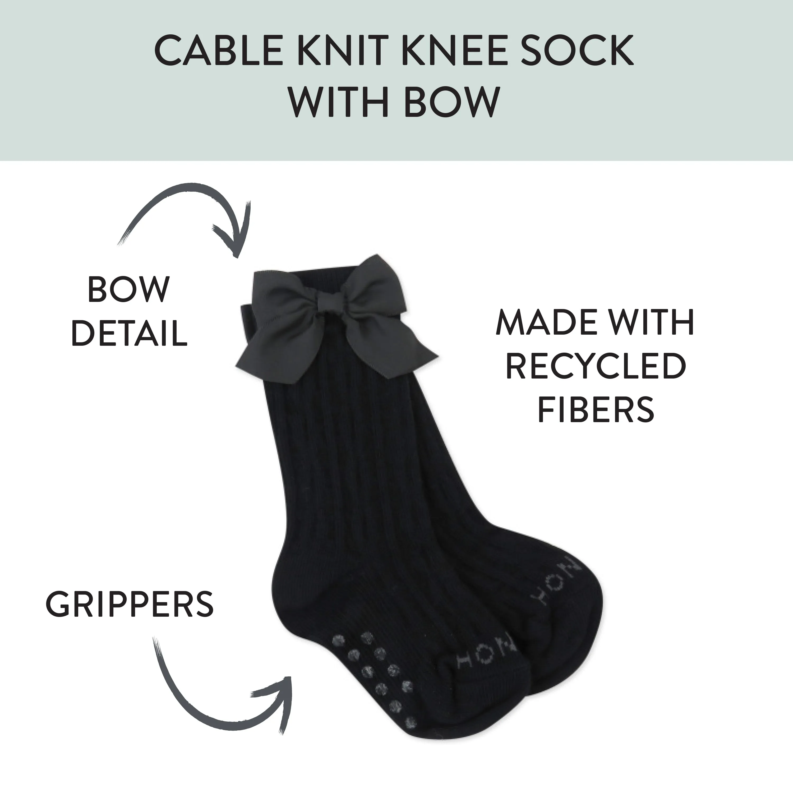 Cable Knit Knee Sock with Bow