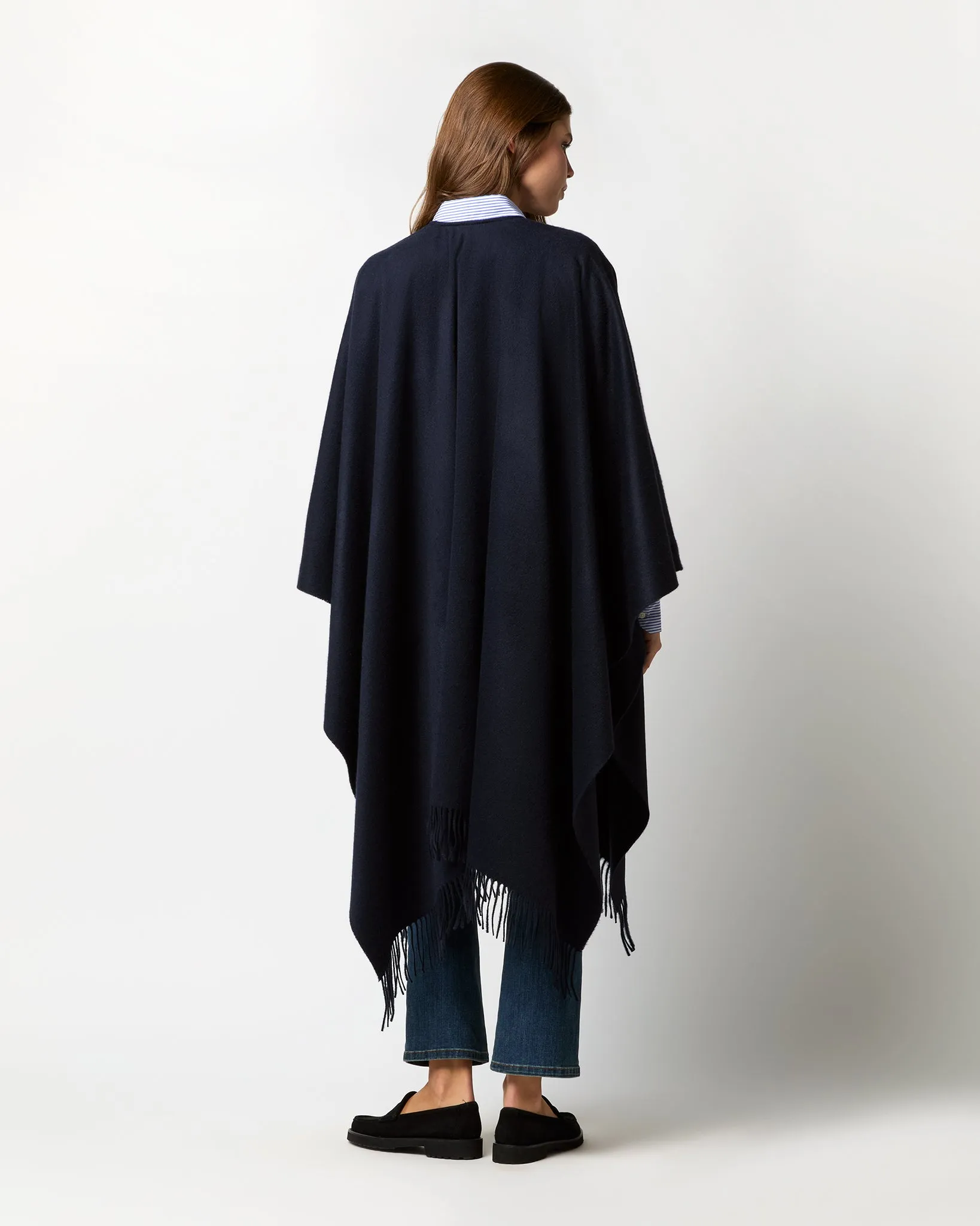 Cashmere Cape in Dark Navy